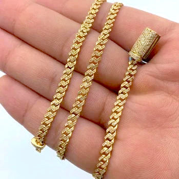 14K Gold Diamond Cuban Link Chain 4mm