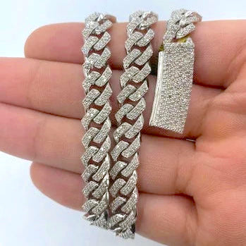 10K Gold Diamond Cuban Link Chain 9mm