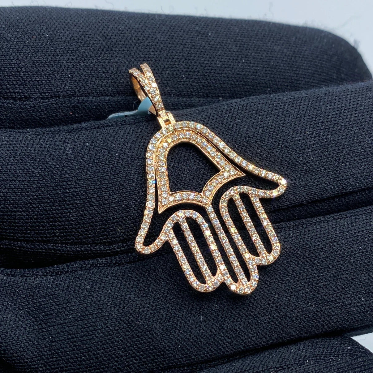 14K Gold Diamond Hamsa Pendant