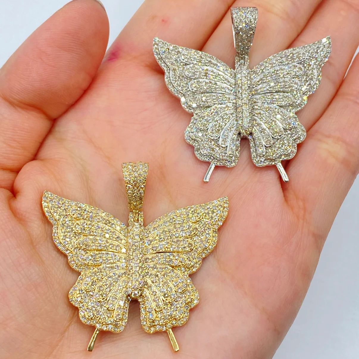 14k Gold Diamond Jumbo Butterfly Pendant