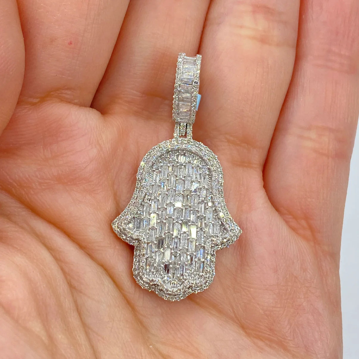 14K Gold Diamond Hamsa Pendant