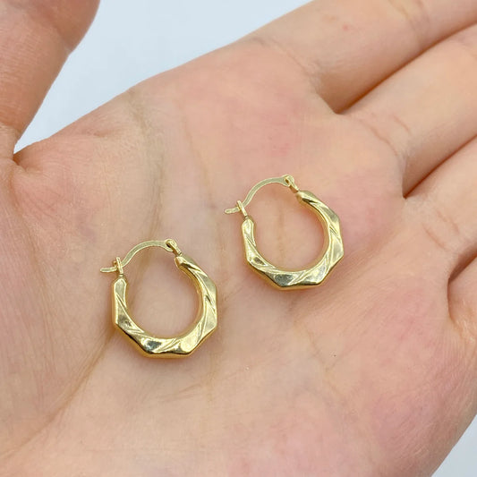 14K Yellow Gold Flat Twist Hoop Earrings 15.8mm