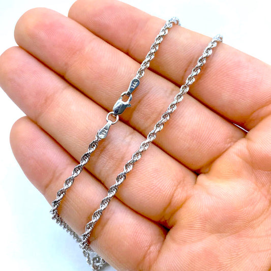 14K White Gold Rope Chain 2.7mm