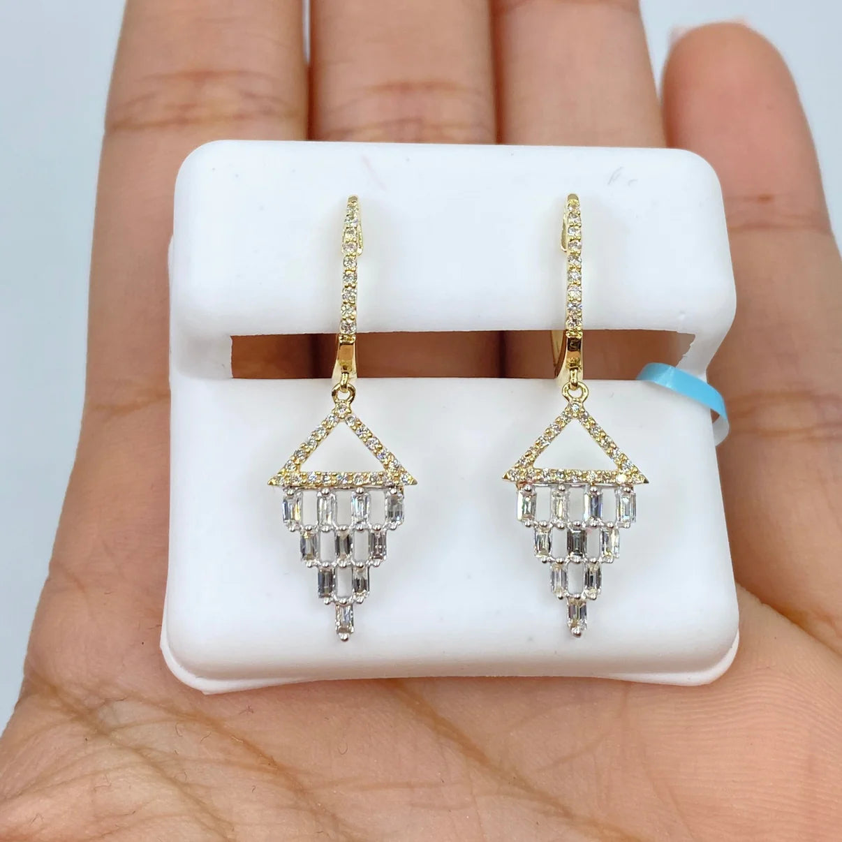 14k Gold Diamond Chandelier Drop Earring