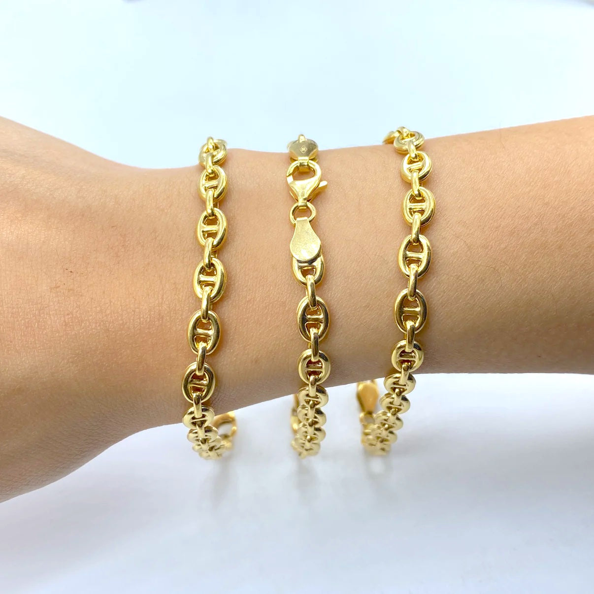 14K Yellow Gold Puff Mariner Link Bracelet 5.5mm