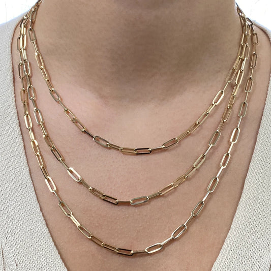 14K Yellow Gold Paper Clip Chain 3.8mm