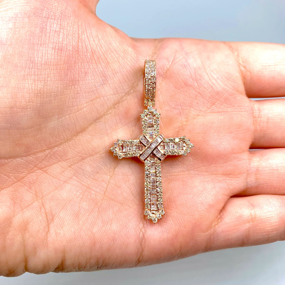 14K Gold Diamond Cross Pendant