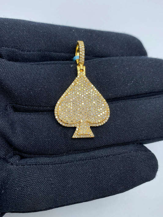 14K Gold Diamond Spade Pendant