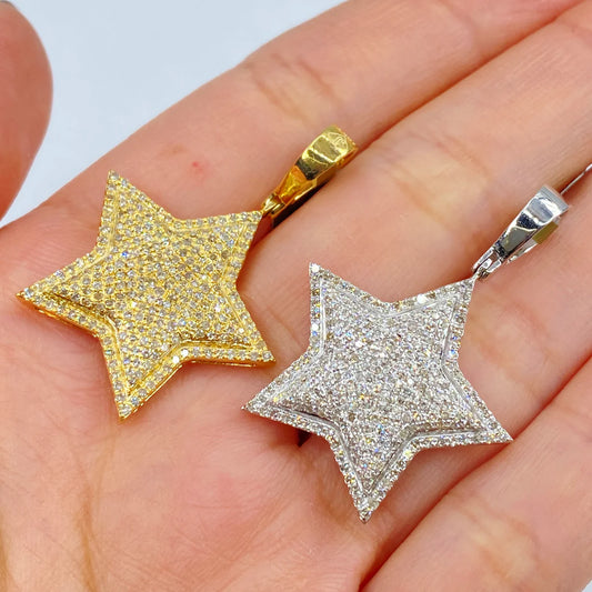 10k Gold Diamond Star Pendant