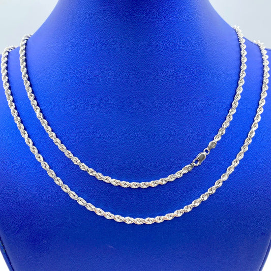 14K White Gold Rope Chain 3.7mm