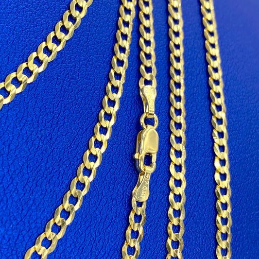 10K Yellow Gold Flat Miami Cuban Link Chain 3.5mm