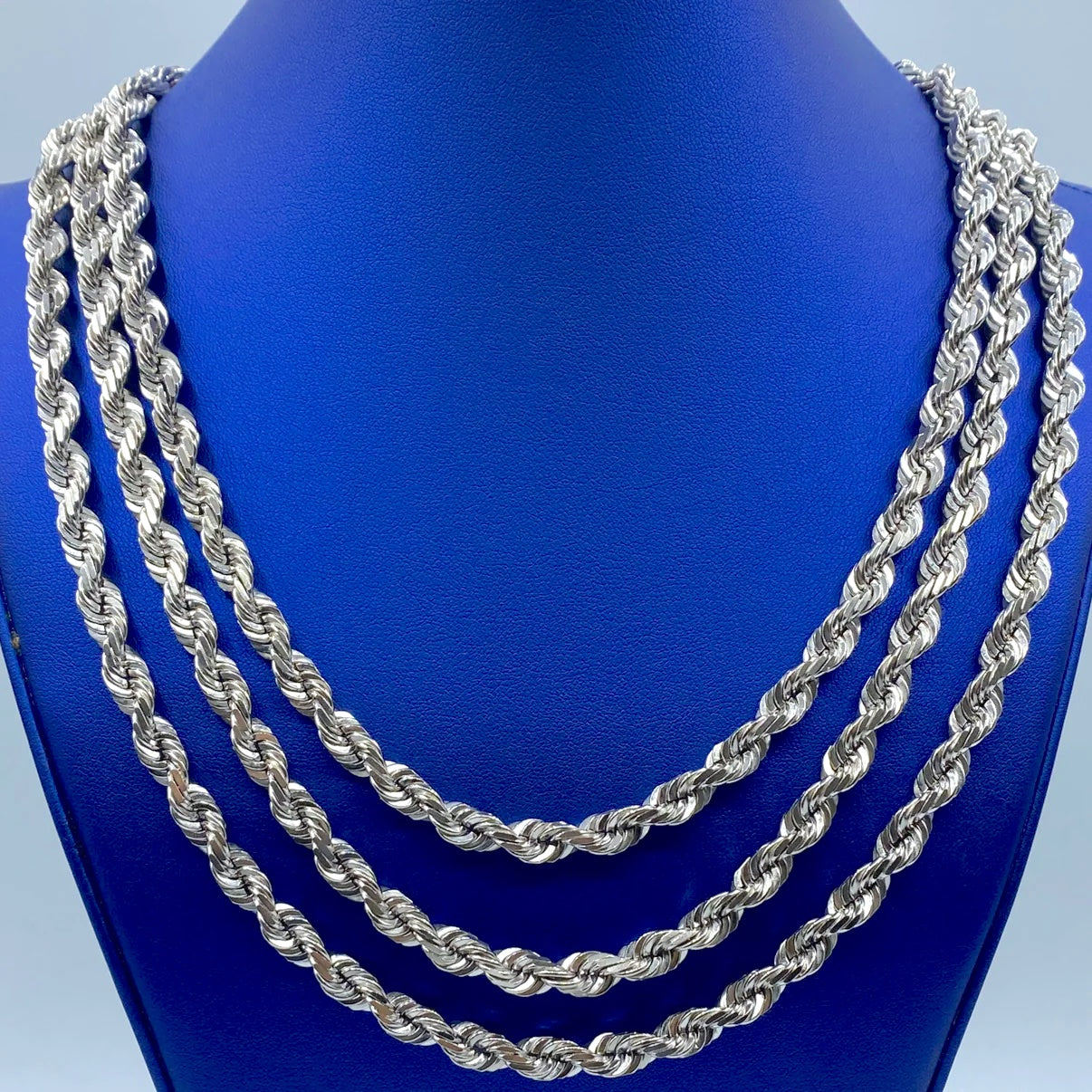 10K White Gold Rope Chain 7.5mm