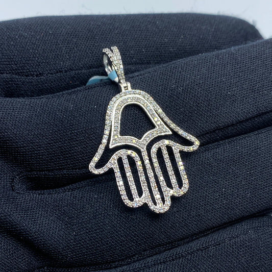 14K Gold Diamond Hamsa Pendant