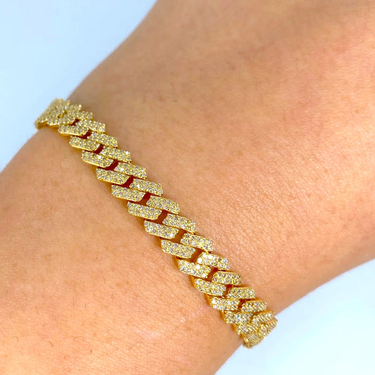 10K Gold Diamond Cuban Bracelet 6.5mm