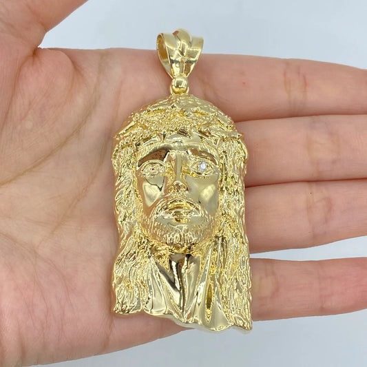 14K Gold Jesus Head Pendant