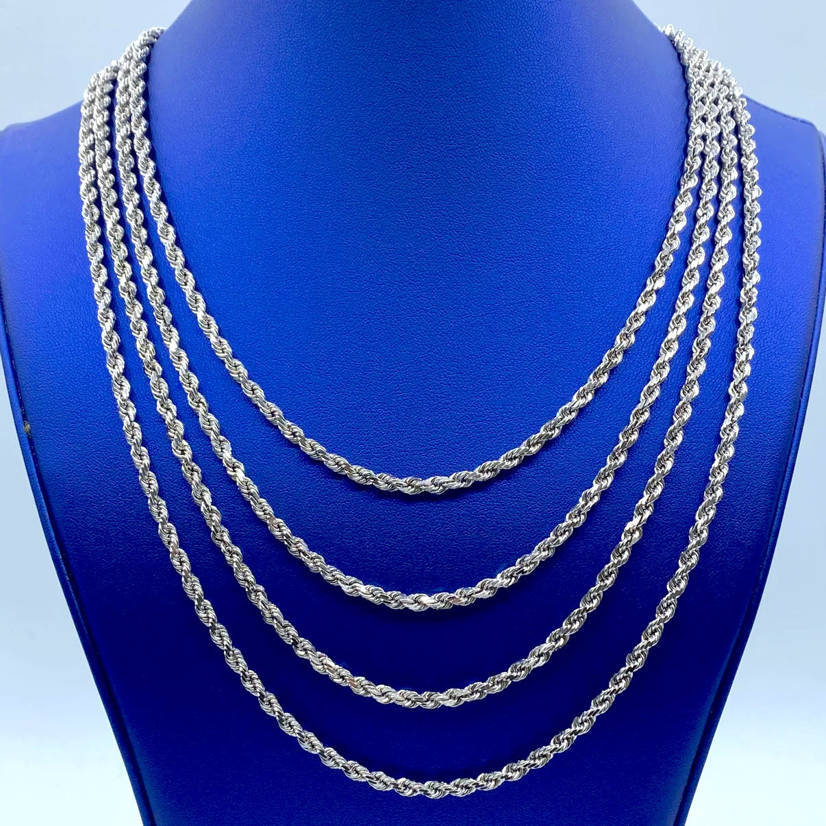 10K White Gold Rope Chain 4mm