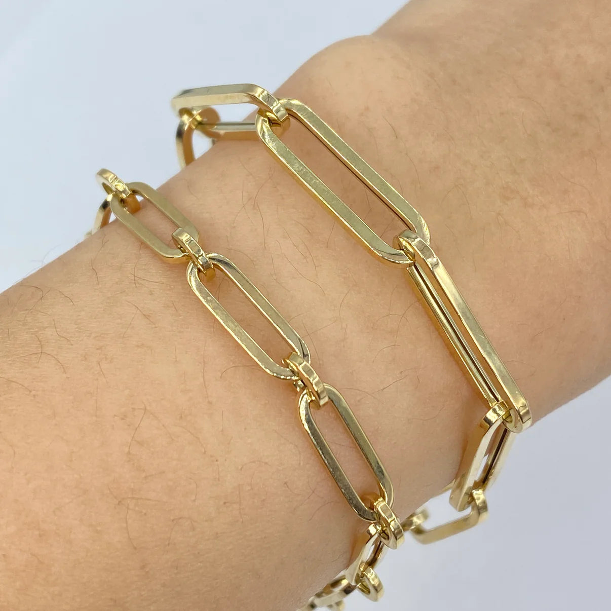 14K Yellow Gold Paper Clip Bracelet 7.5 inches