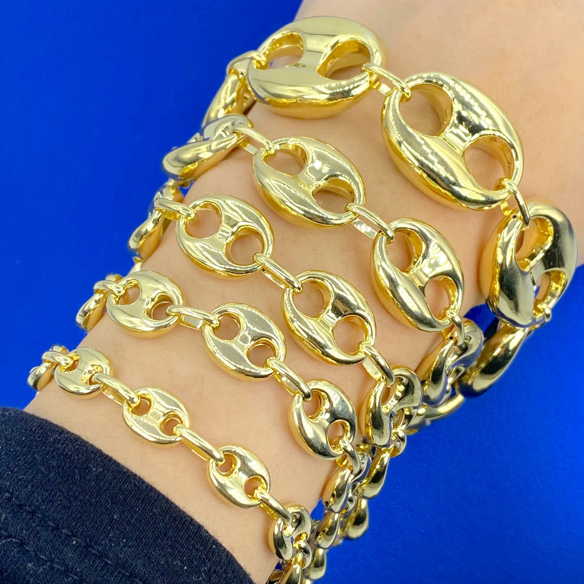 10K Yellow Gold Puff Mariner Link Bracelet