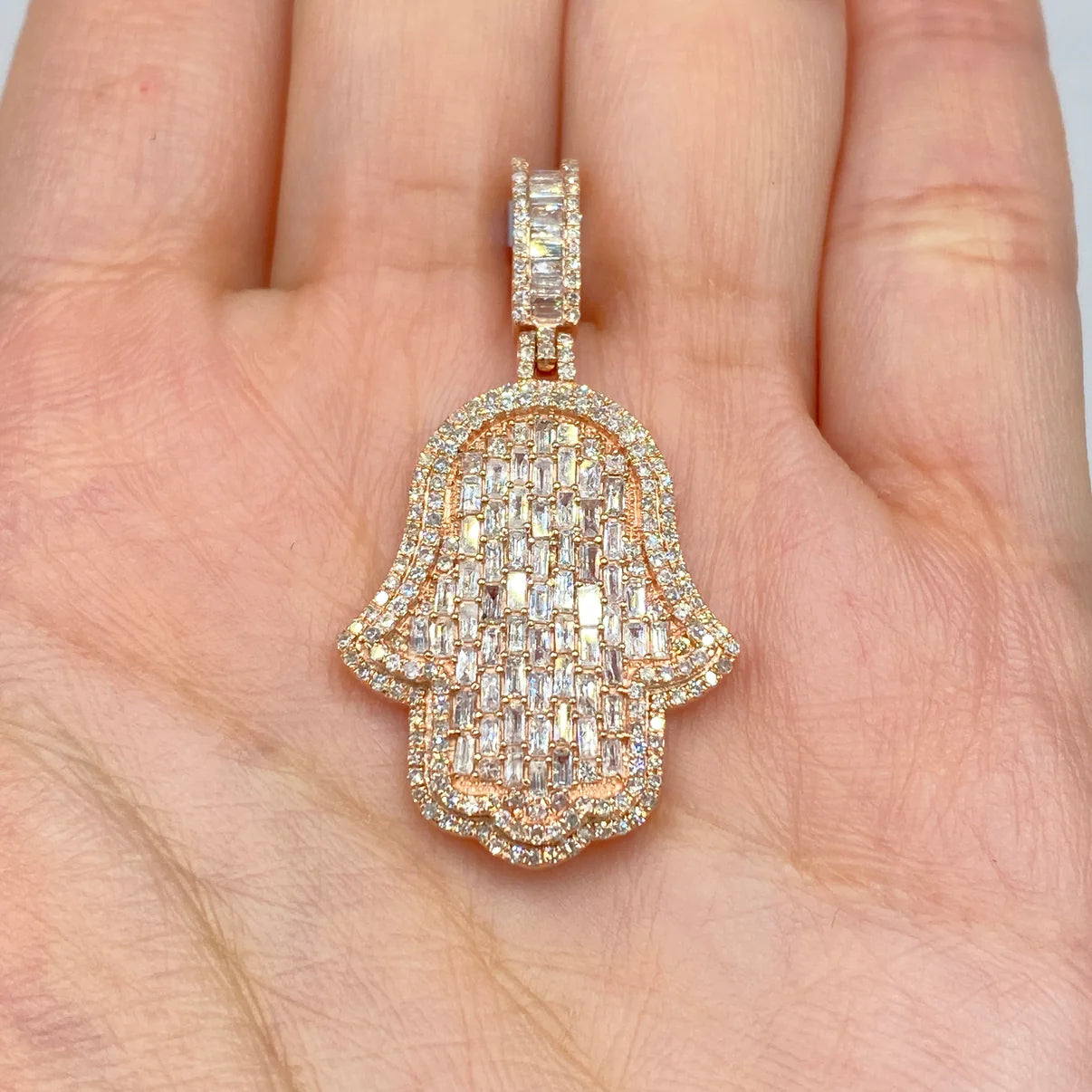 14K Gold Diamond Hamsa Pendant