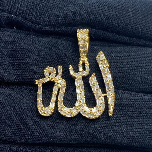 10K Gold Diamond Allah Pendant