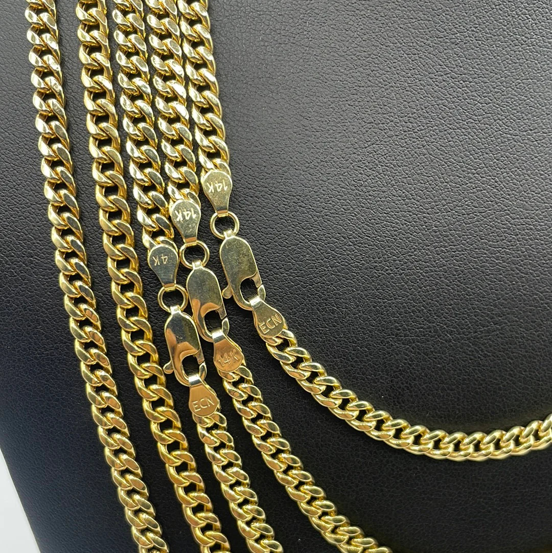 14K Yellow Gold Miami Cuban Link Chain 5mm