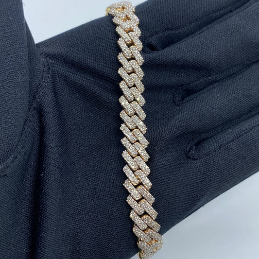 10K Gold Diamond Cuban Bracelet 8.5mm