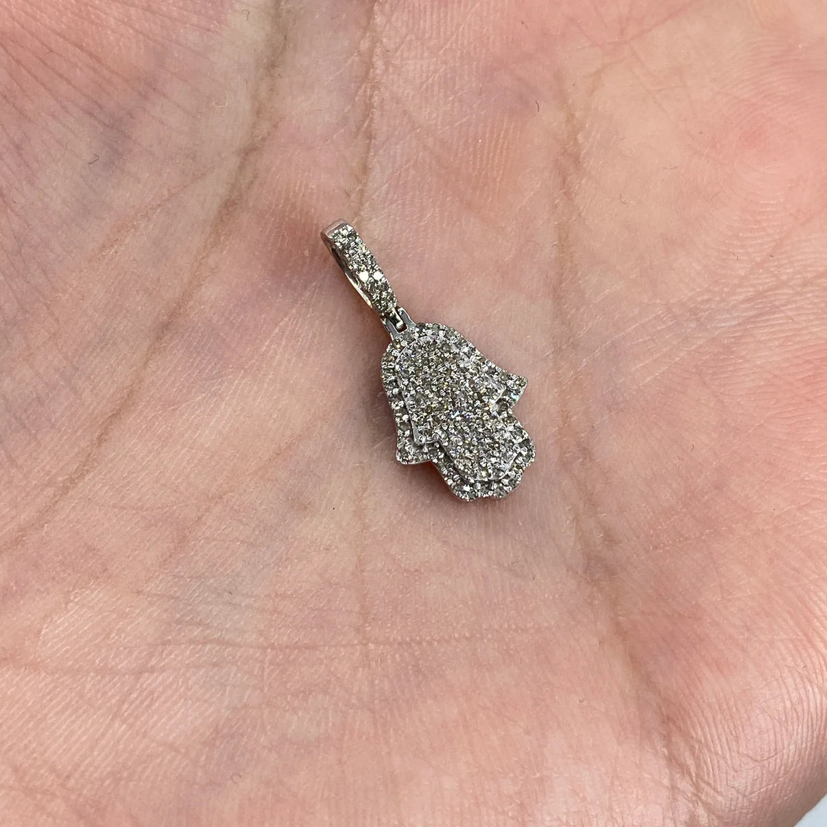 14K Gold Diamond Hamsa Pendant