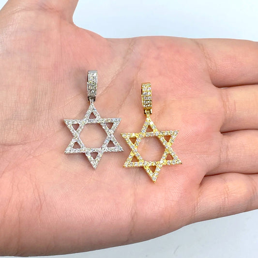 14k Gold Diamond Star Of David Pendant