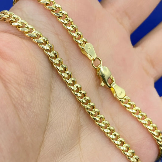 10K Yellow Gold Cuban Link Bracelet 4mm