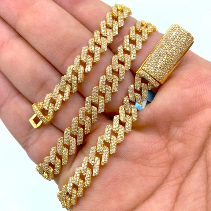 14K Gold Diamond Cuban Link Chain 8mm