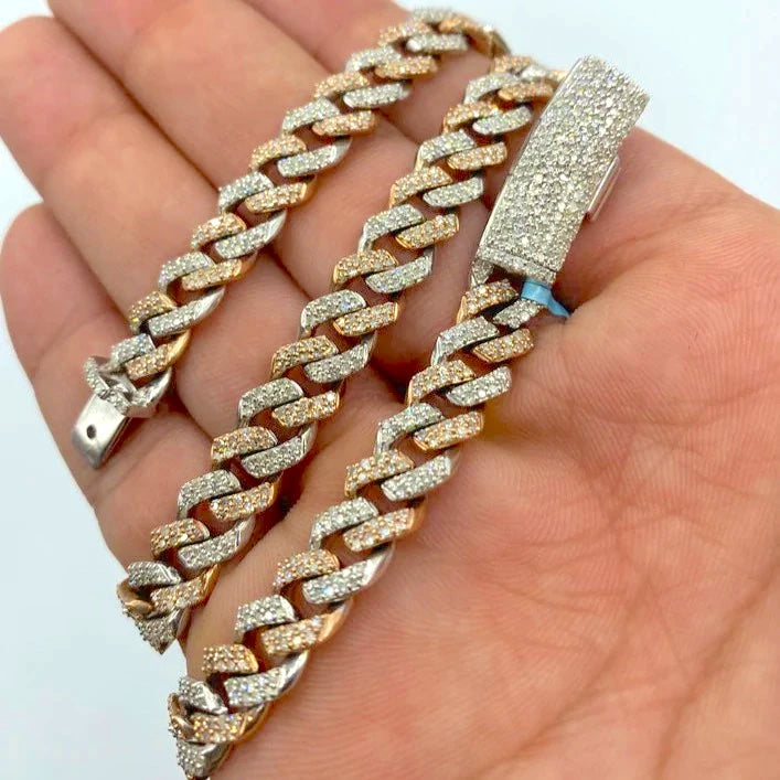 14K Gold Diamond Cuban Link Chain 8mm