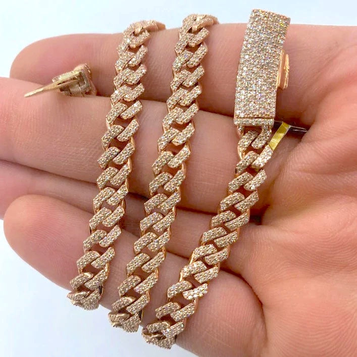 10K Gold Diamond Cuban Link Chain 6.5mm