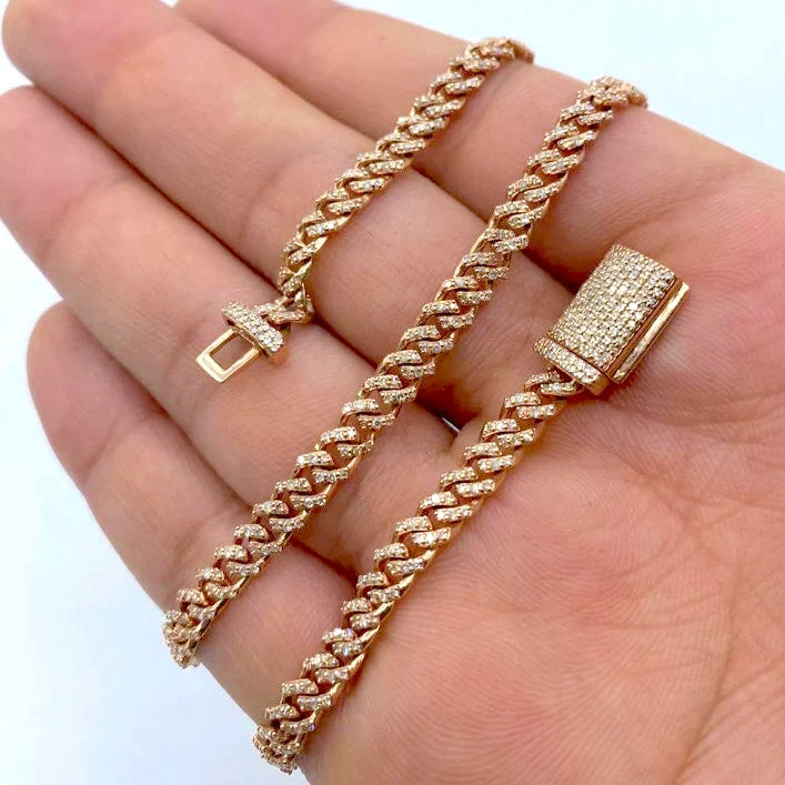 14K Gold Diamond Cuban Link Chain 4.5mm