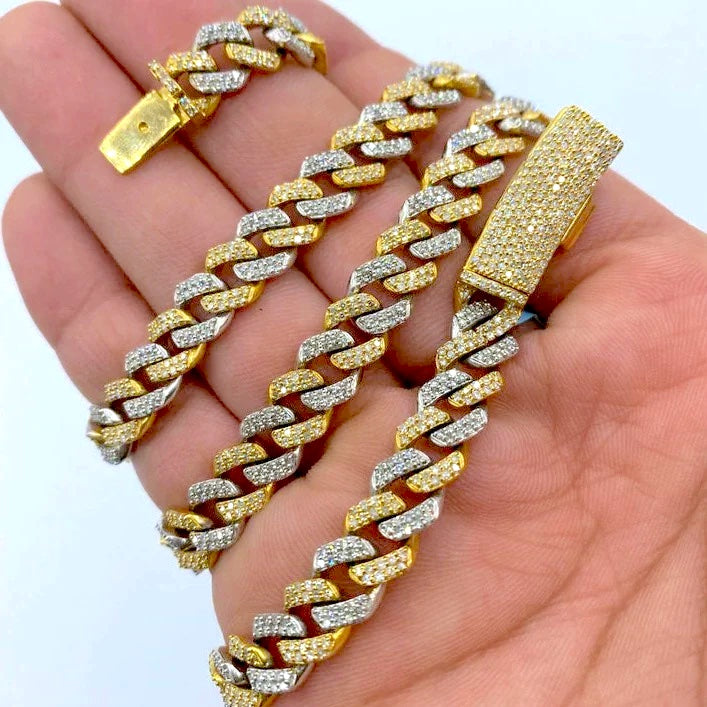 14K Gold Diamond Cuban Link Chain 8mm