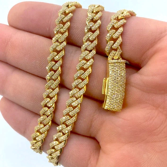 10K Gold Diamond Cuban Link Chain 6.5mm