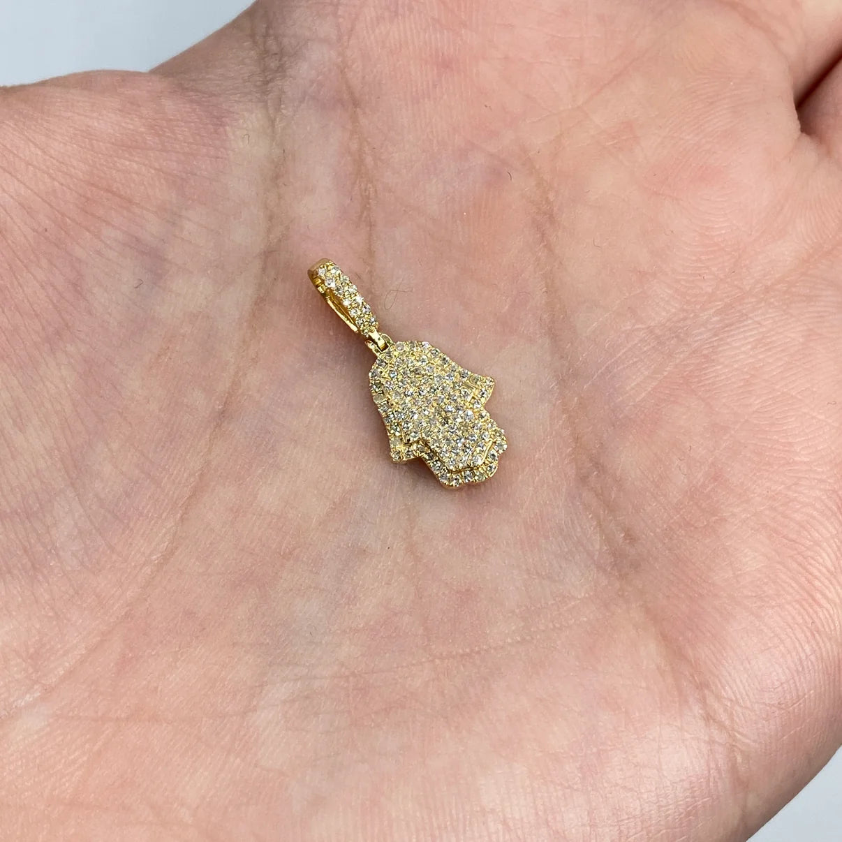 14K Gold Diamond Hamsa Pendant