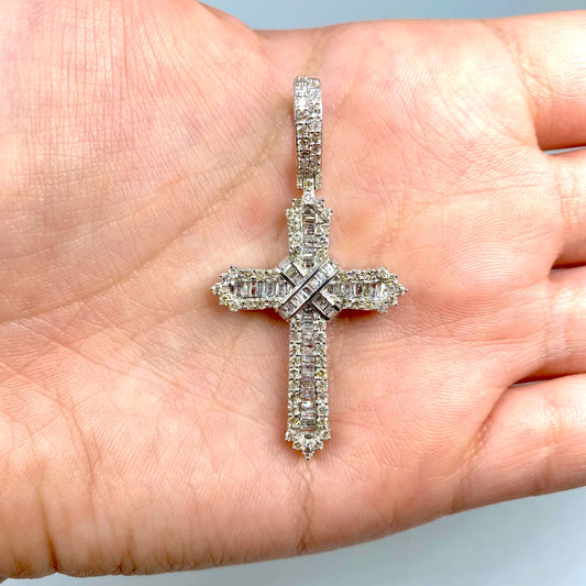 14K Gold Diamond Cross Pendant