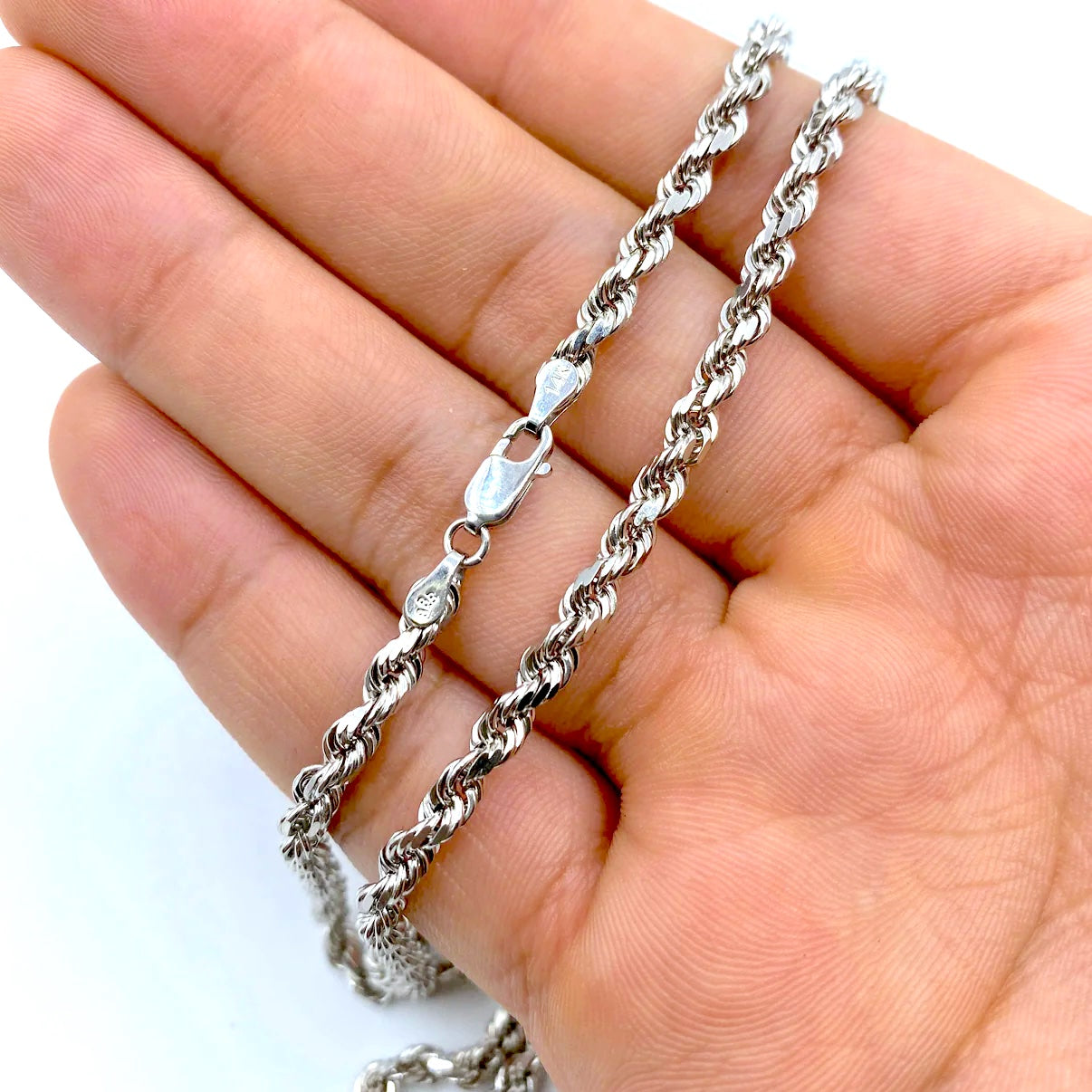 14K White Gold Rope Chain 4.2mm