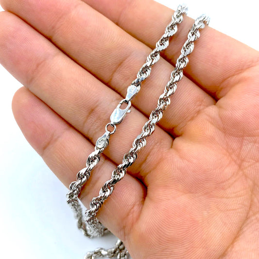 14K White Gold Rope Chain 4.2mm