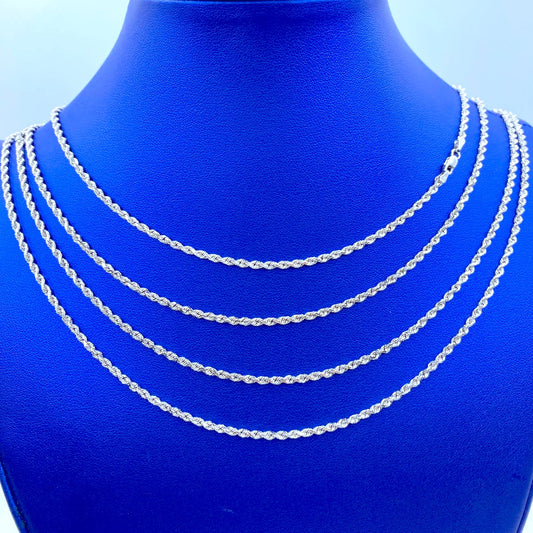 14K White Gold Rope Chain 2.7mm