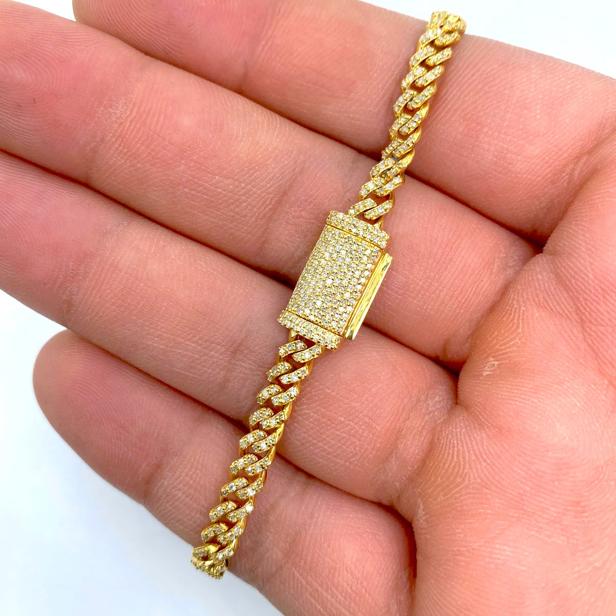 14K Gold Diamond Cuban Bracelet 5mm