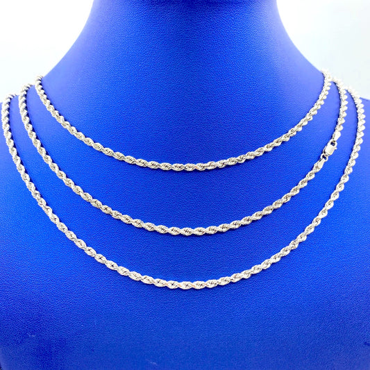 14K White Gold Rope Chain 3.2mm