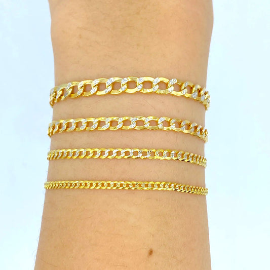 10k Gold Two-Tone Flat Cuban Link Anklets