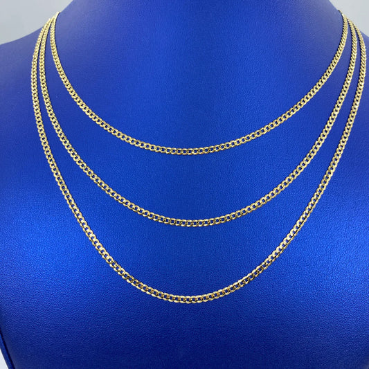 10K Yellow Gold Flat Miami Cuban Link Chain 3mm