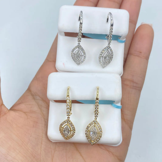 14k Gold Diamond Dangling Earring