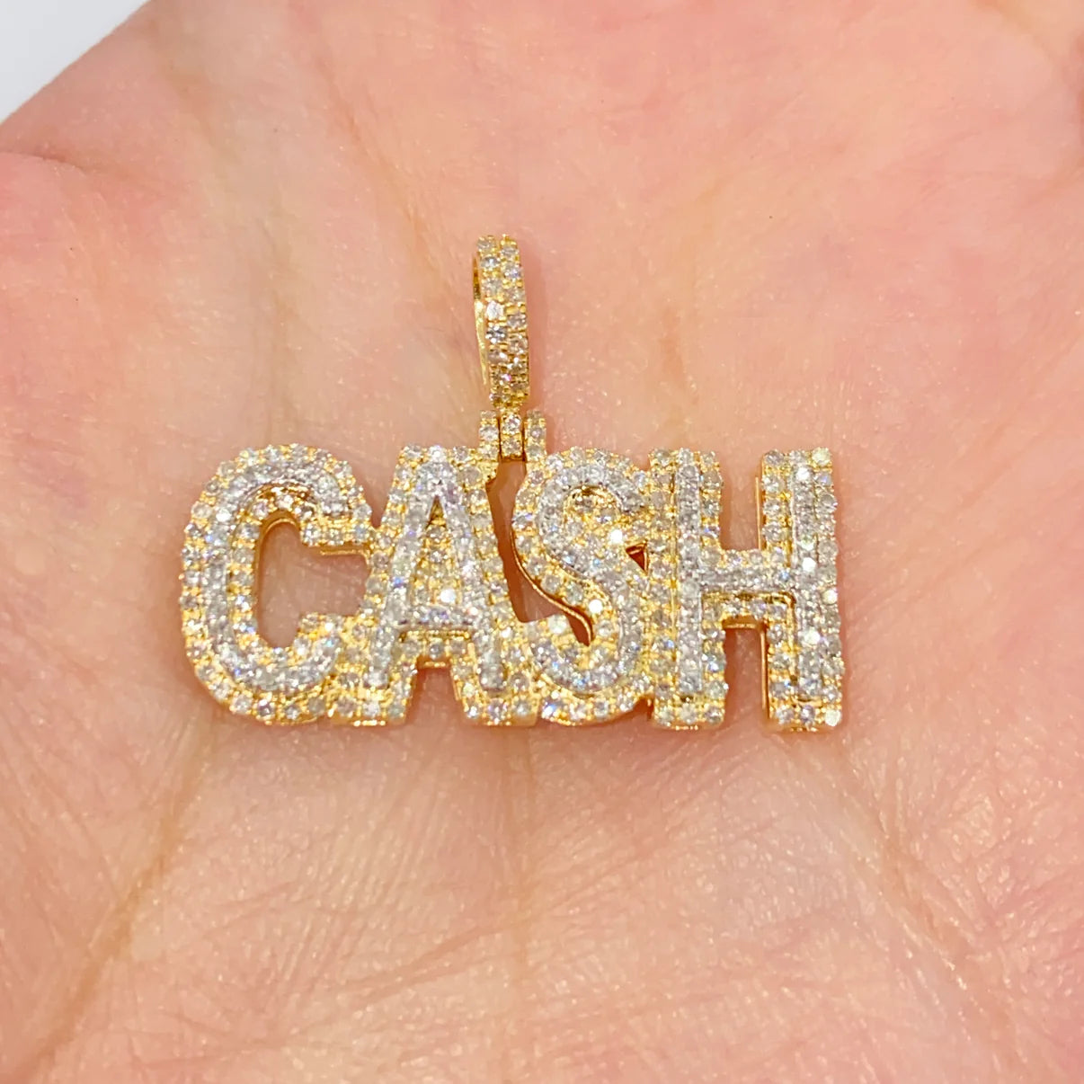 14k Gold Diamond Cash Pendant