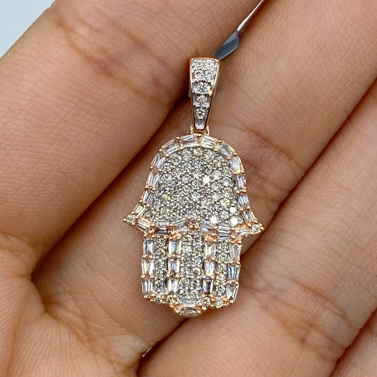 14K Gold Diamond Hamsa Pendant