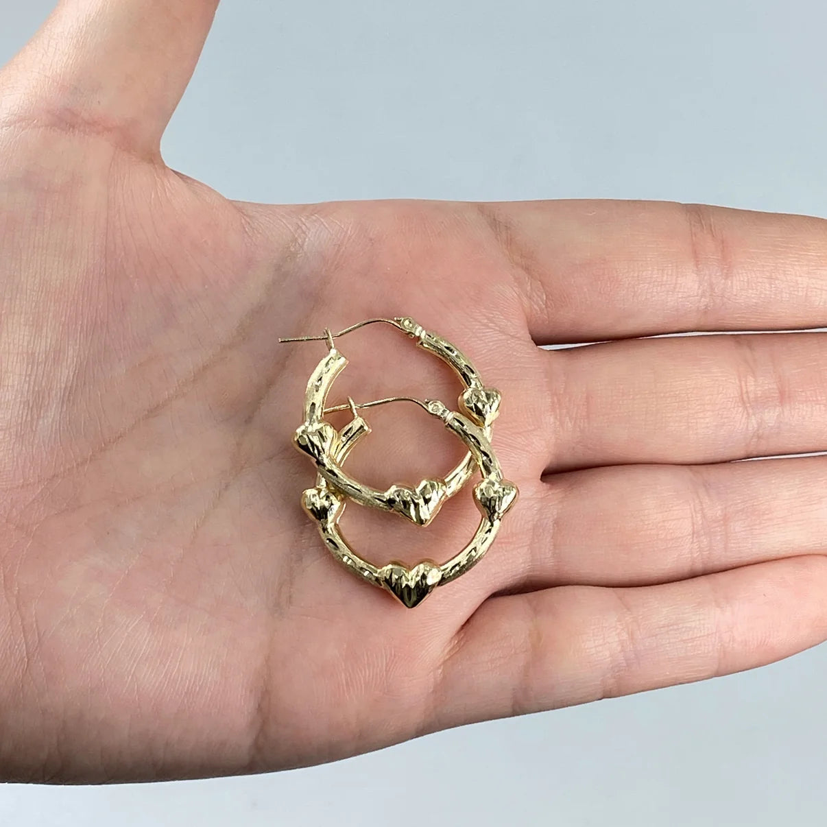 10K Yellow Gold Circle-Heart Hoop Earring