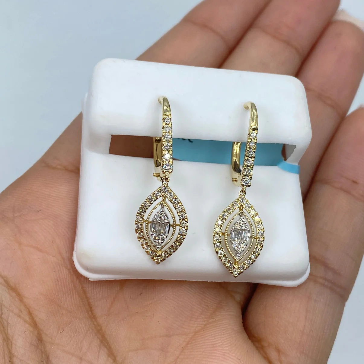 14k Gold Diamond Dangling Earring