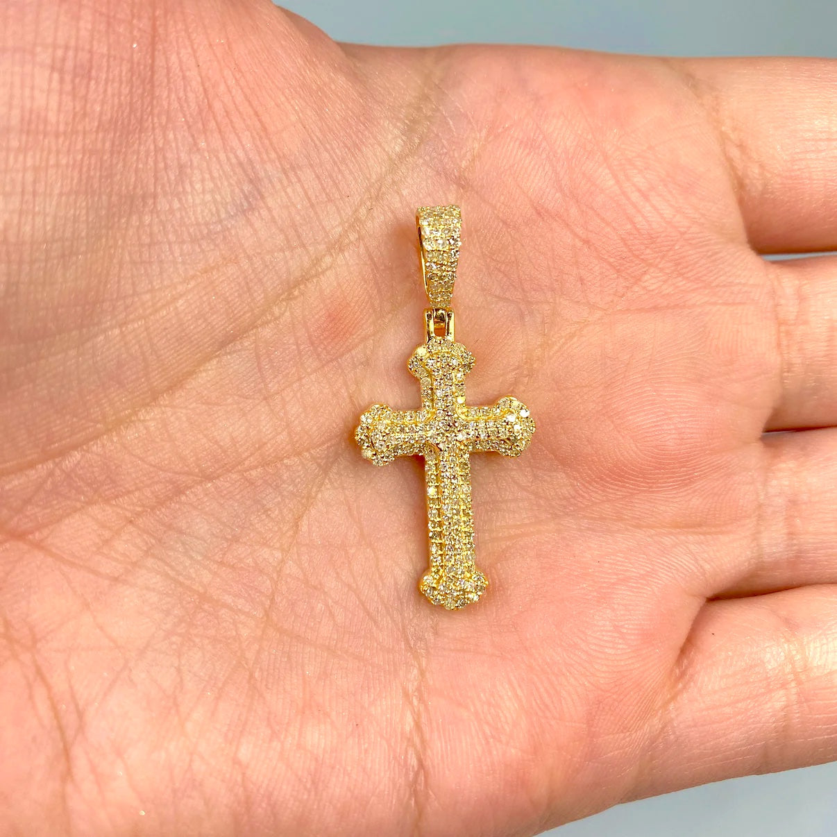 14K Gold Diamond Cross Pendant